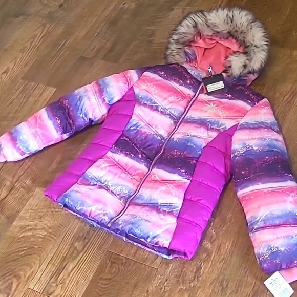 NWT! Girls Size 14 ZeroXposur Puffer Hooded Jacket Crystal Print